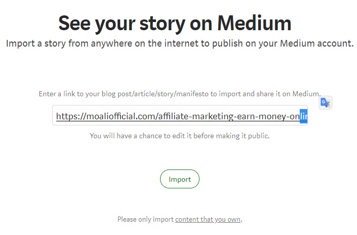import a story medium