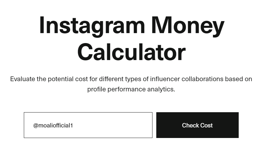 Instagram Money Calculator