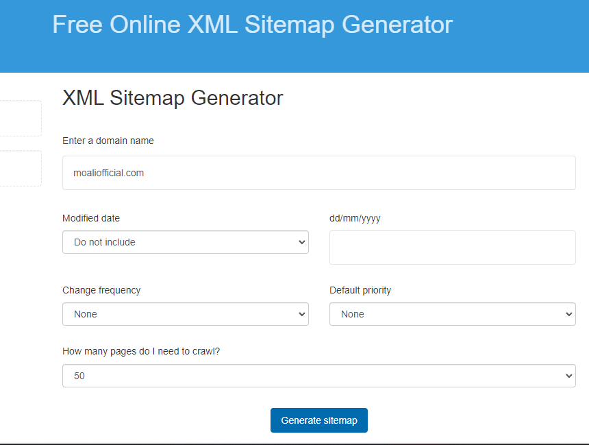 Free Online XML Sitemap Generator
