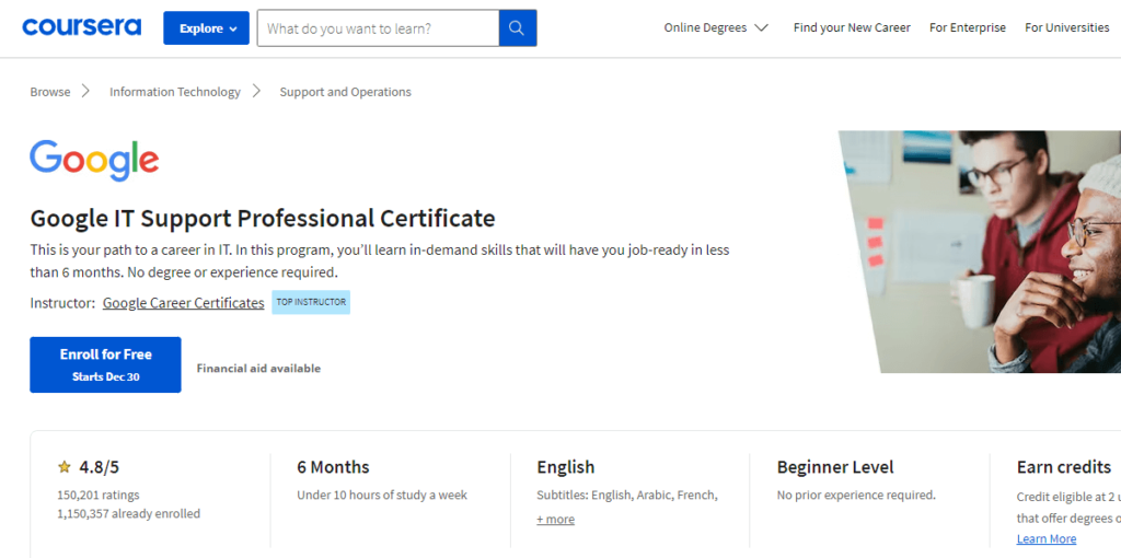  Google IT Support Professional Certificate